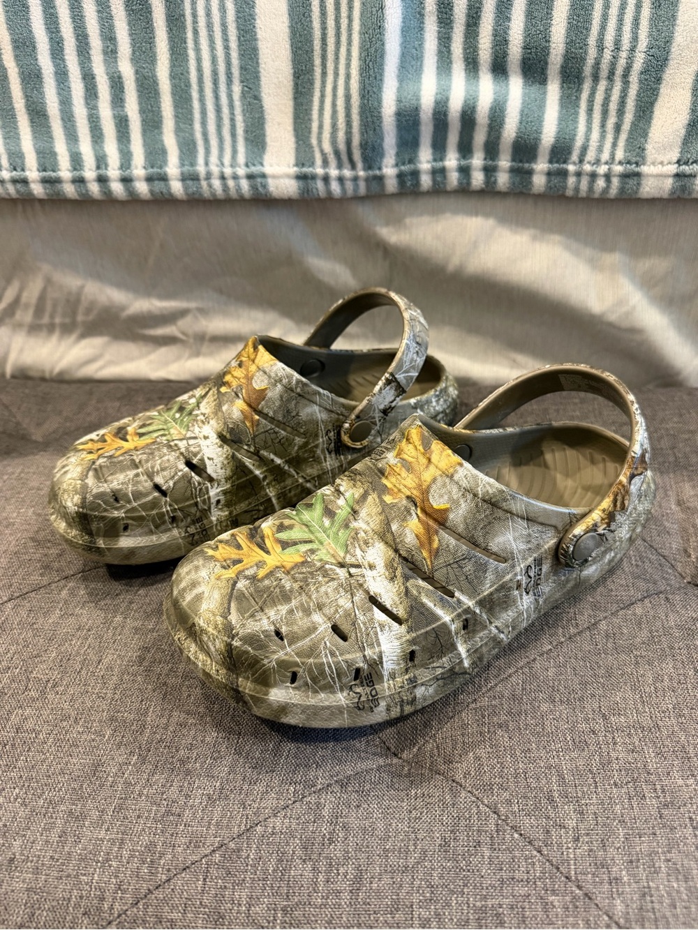 Realtree Kids Camo Slip-On Clog with Yellow Leaf Detail